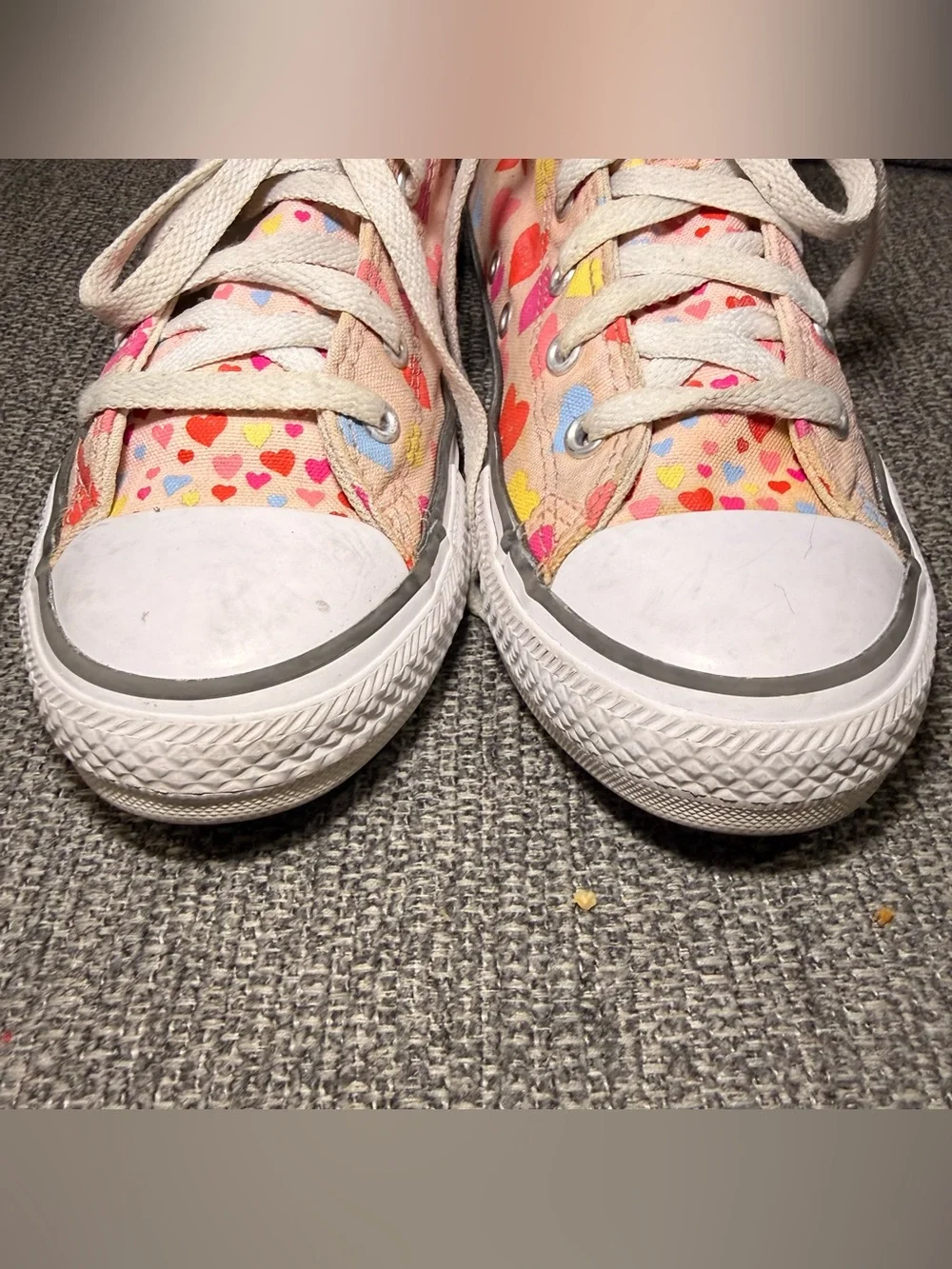 Converse All Star Chuck Taylor High Top Pink Hearts  sneakers youth Size 5